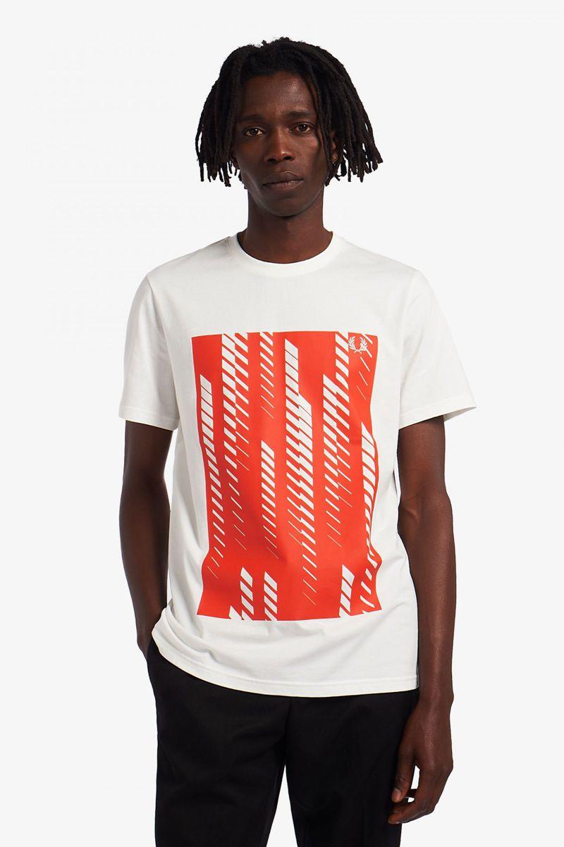 White Fred Perry Sound Wave Graphic Men's T Shirts | PH 1767JPQJ